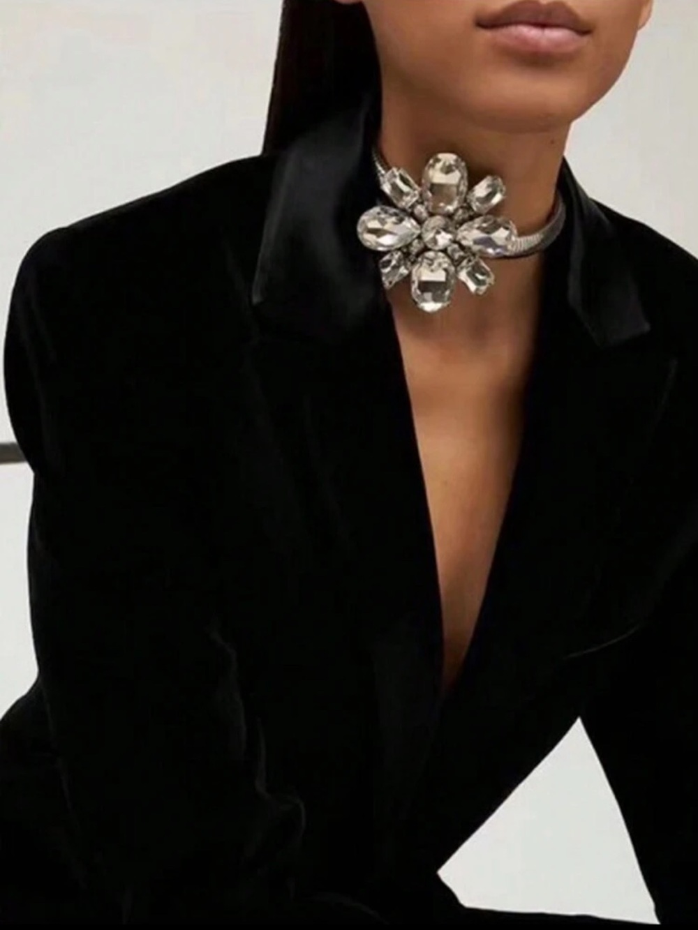 Celeste Crystal Petal Choker • Couture Floral Collar